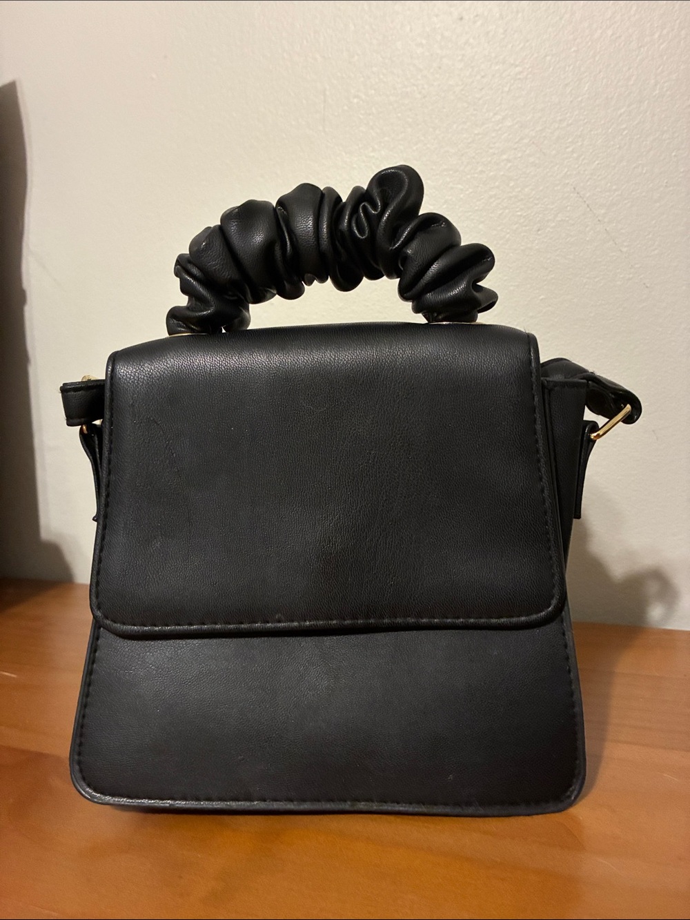 Classic Black MINI Ruched-Handle Top-Handle Bag